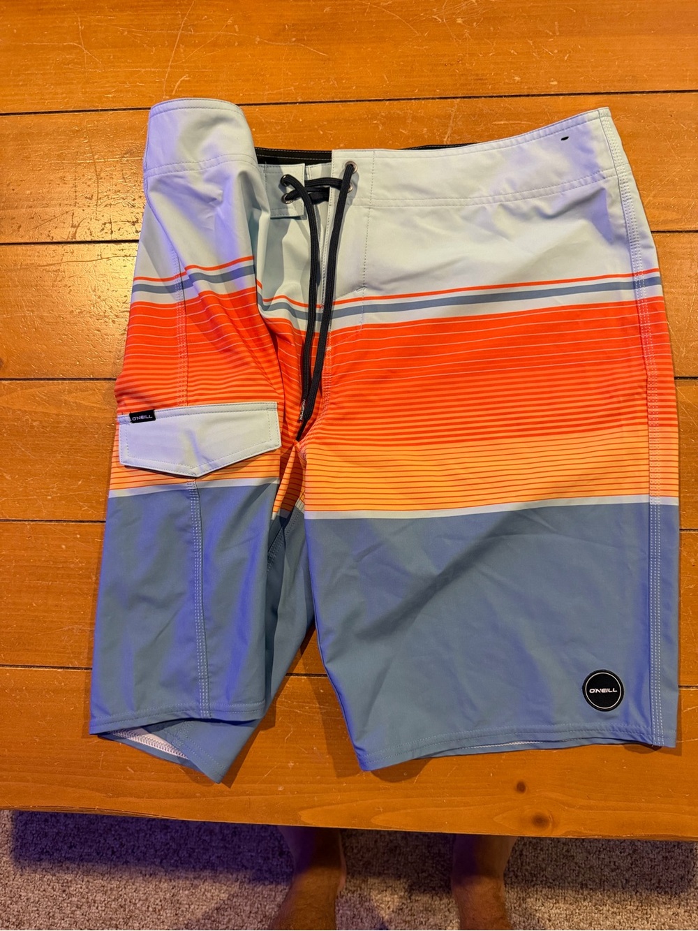 O'Neill Blue, Orange & Light Blue Gradient Stripe Boardshorts